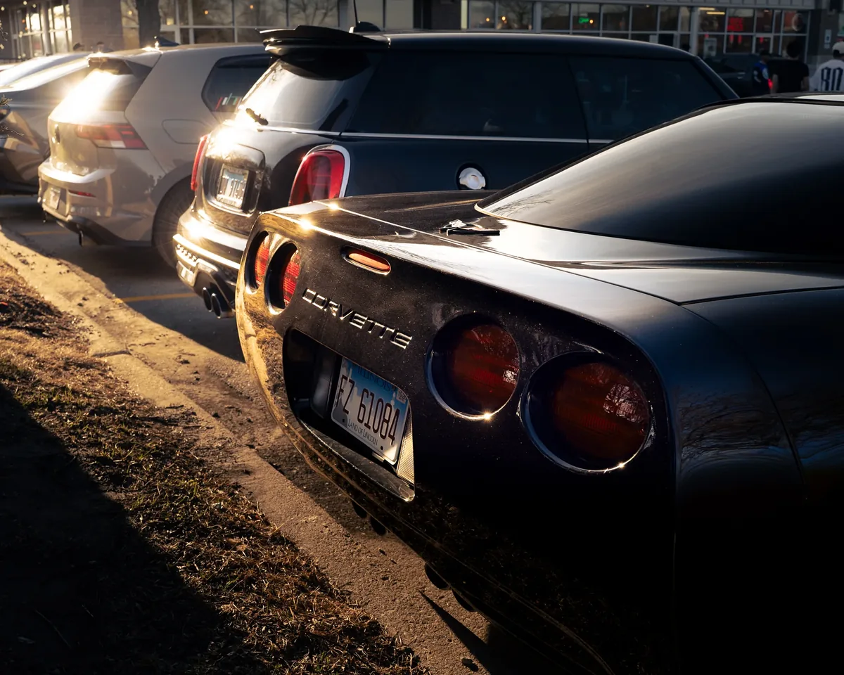 Black Corvette at a cars and coffee